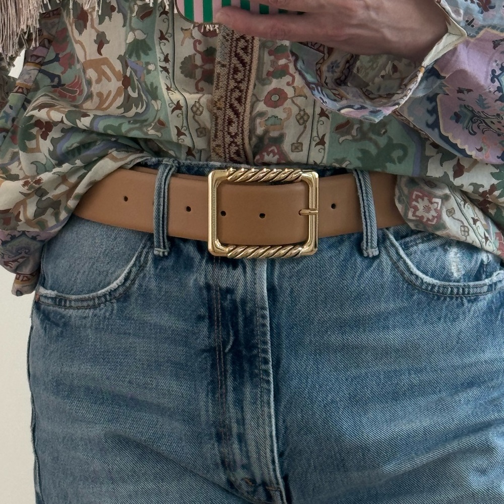 Macy's Brown Belt with Gold Buckle